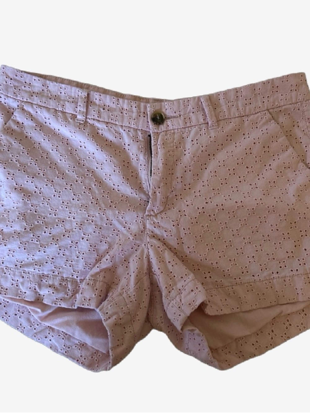 Women’s Eyelet Cotton Shorts in Light Pink